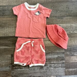 Pink Mickey Mouse Baby Outfit with Hat